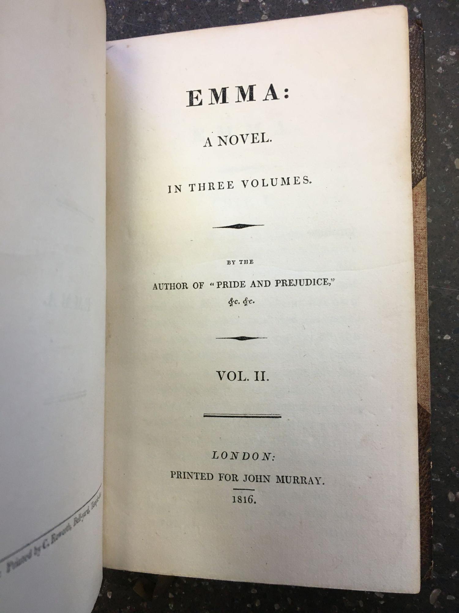 Emma First EMMA THREE VOLUMES | Jane Austen | First Edition, First Impression